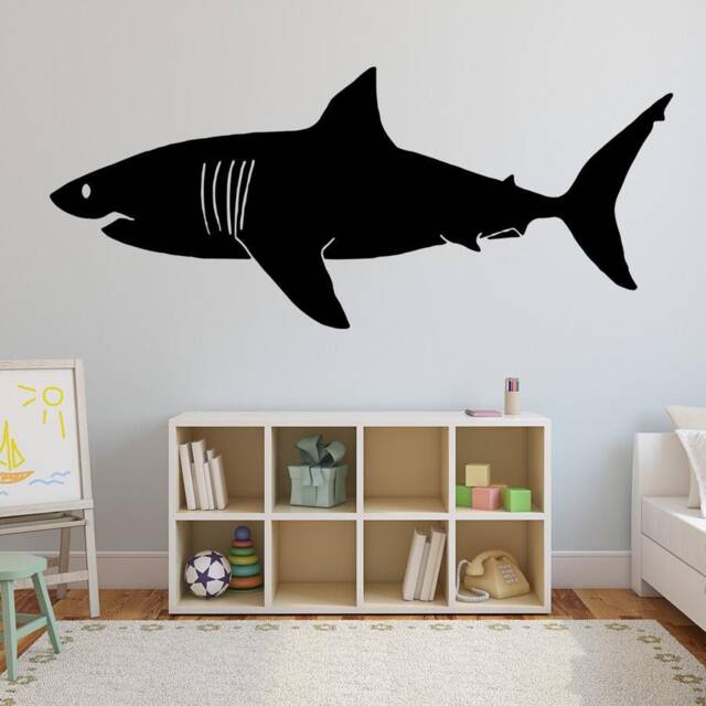 Shark Wall Decal - Great White Silouette Home Decor Kids Room Jaws Art Sticker Vwaq - image 1