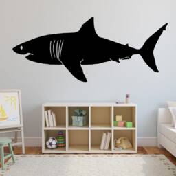 Shark Wall Decal - Great White Silouette Home Decor Kids Room Jaws Art Sticker Vwaq - thumbnail 1