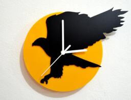 Hawk Attacking - Black & Yellow Silhouette Wall Clock - thumbnail 1
