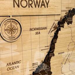 Norway Beautiful 3D Wooden Map Layered Oak With Black Or White Frame Accurate Facts Regions Areas Borders Seas Compass Norwegian - thumbnail 2