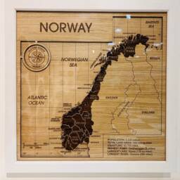 Norway Beautiful 3D Wooden Map Layered Oak With Black Or White Frame Accurate Facts Regions Areas Borders Seas Compass Norwegian - thumbnail 1