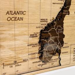 Norway Beautiful 3D Wooden Map Layered Oak With Black Or White Frame Accurate Facts Regions Areas Borders Seas Compass Norwegian - thumbnail 3