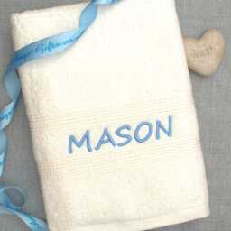 Personalised White Bath Towels & Satin Ribbon Gift Set - thumbnail 4