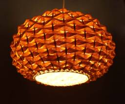 Yellow Paper Rope Pendant Light Round Woven Lampshade, Width 15 - thumbnail 1