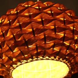 Yellow Paper Rope Pendant Light Round Woven Lampshade, Width 15 - thumbnail 3
