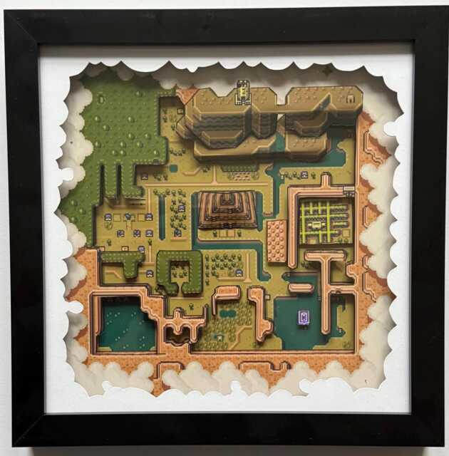 Legend Of Zelda Link To The Past Dark Hyrule Map Framed 3D Art Shadow Box - image 1