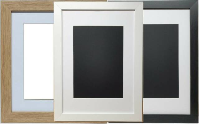 Wood Effect Picture Frame Photo Frames With White Mounts - image 1