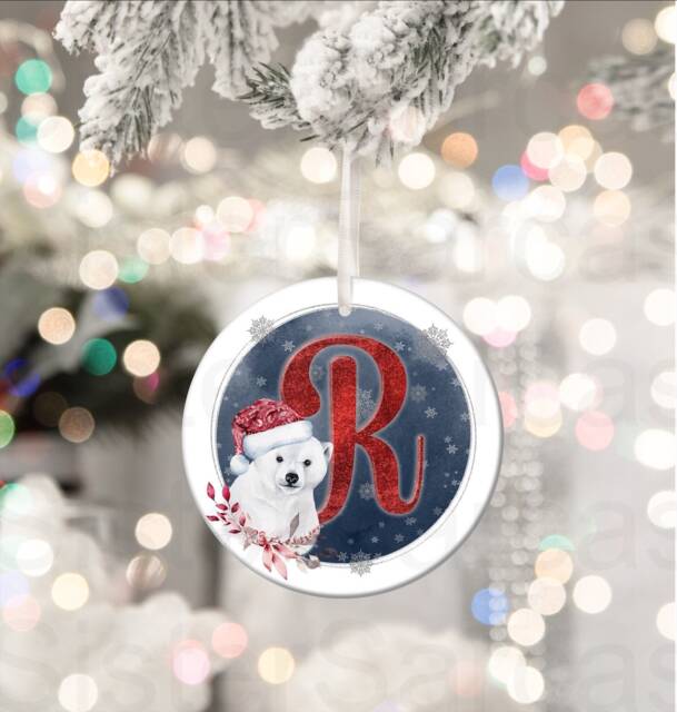 Kids Christmas Girls Boys Personalised Bauble Gift Present Polar Bear Keepsake Novelty Tree Xmas Daughter Son Nephew Niece
