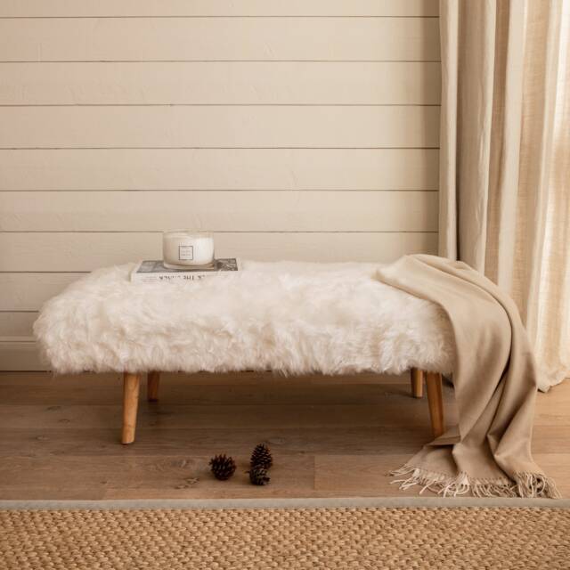Sheepskin Bedstool - Pure White Bench Made in Englanf - image 1
