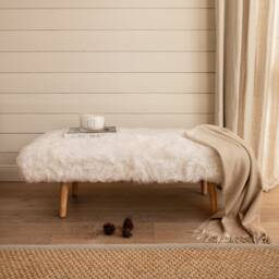 Sheepskin Bedstool - Pure White Bench Made in Englanf