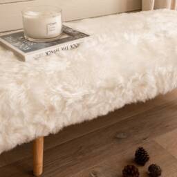 Sheepskin Bedstool - Pure White Bench Made in Englanf - thumbnail 2