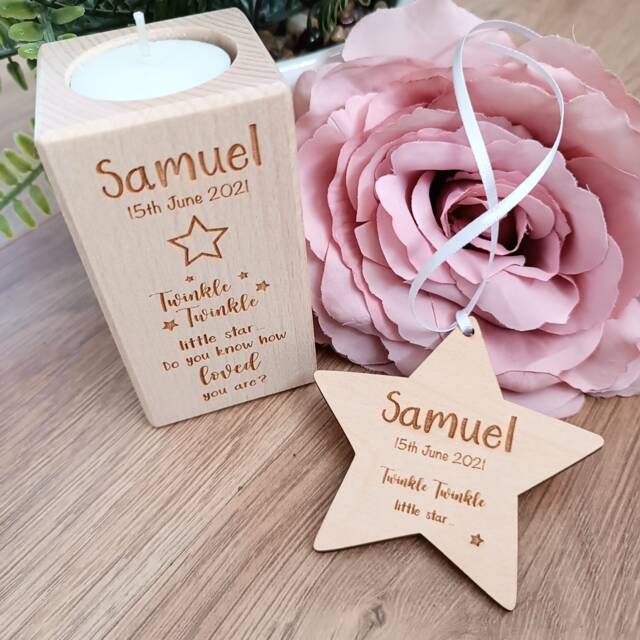 Twinkle Memorial Gift Set - Personalised Candle/Miscarriage Stillbirth Babyloss - image 1