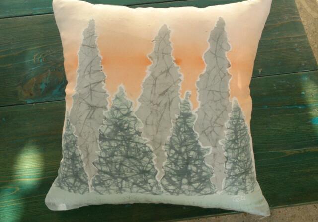 Silk Decorative Pillow, Cushion Cover, Art Silk Painted Couch Pillows, Sofa Throw Pillow Cover - image 1