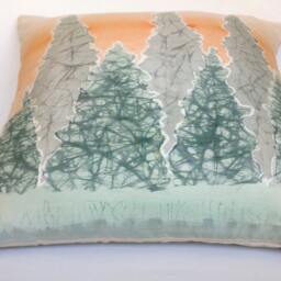 Silk Decorative Pillow, Cushion Cover, Art Silk Painted Couch Pillows, Sofa Throw Pillow Cover - thumbnail 4
