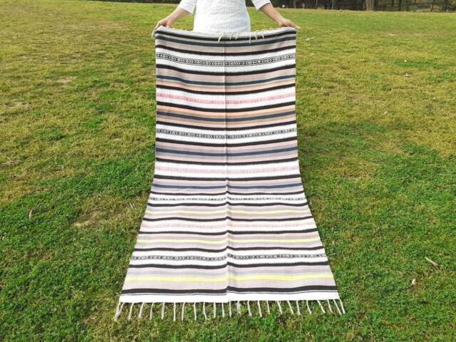 Artisan Organic Cotton Yoga & Meditation Rugs, Handwoven Floor Mat, Indian Handloomed Rug, Cotton Mat, Natural Fibre Rug - image 1