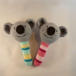 Crochet Koala Baby Rattle, Aussie Animal Toy, Australian Made - thumbnail 3