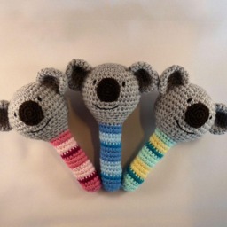 Crochet Koala Baby Rattle, Aussie Animal Toy, Australian Made - thumbnail 2