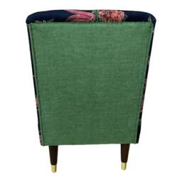 Peacock Fabric Bedroom Chair Green Seat, Solid Wood Legs - thumbnail 3