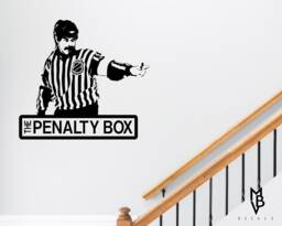 Hockey Referee Vinyl Wall Decal Penalty Box Sign, Boys Bedroom Decor - thumbnail 1
