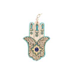 Hamsa Arabesque 3 Fish .hamsa Wall Art, Hanging, Hand Of Fatima, Evil Eye, Hamsa, Wedding Gift, Judaica Wall Art - thumbnail 2