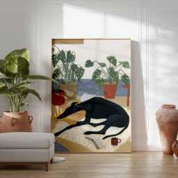 Greyhound Dog Art Print, Minimalist Pet Portrait Wall Decor, Modern Living Room Poster - thumbnail 4