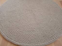 Handmade Wool Round Rug, Scandinavian Style - thumbnail 1
