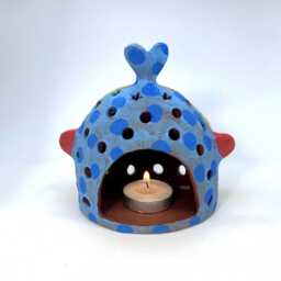 Funky Ceramic Luminary Colorful Handmade Candle Holder - thumbnail 2