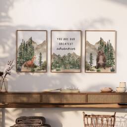 Adventure Nursery Wall Art, Mountain Room, Forest Prints, You Are Our Greatest Adventure, Baby Boy Nursery, Watercolour, Bear, Fox - thumbnail 3