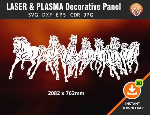 Horse Decorative Panel, Wall Hanging, Room Decorating, Laser, Cnc, File Cdr, Svg, Dxf, Ai, Eps, Jpa - image 1