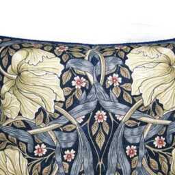 William Morris, Pimpernel, Arts & Crafts, Blue, Cream Red Floral Linen Cushion Cover, Throw Pillow Home Decor - thumbnail 2