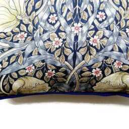 William Morris, Pimpernel, Arts & Crafts, Blue, Cream Red Floral Linen Cushion Cover, Throw Pillow Home Decor - thumbnail 3