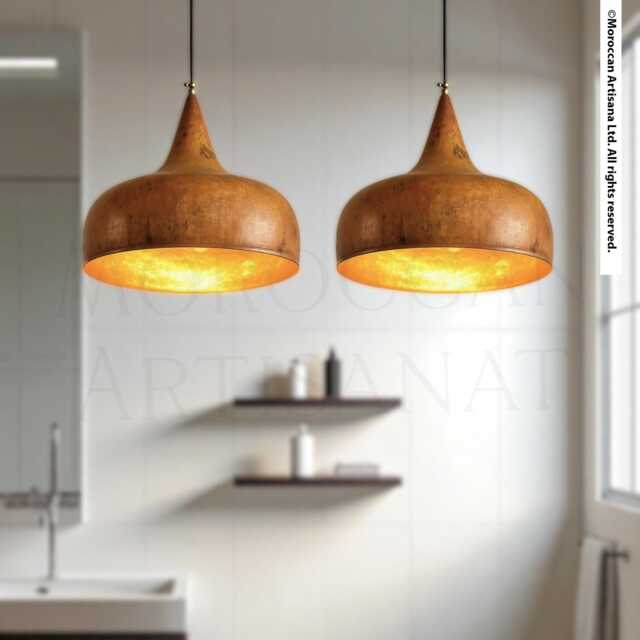 Rustic Copper Pendant Light - Handmade Fire-Aged Kitchen Island Fixture in Multiple Sizes - image 1