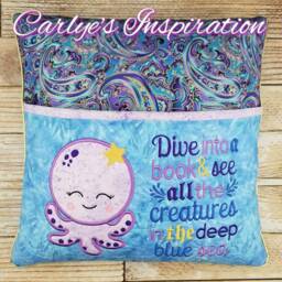 Deep Blue Sea Bundle Storybook Pillow Designs - 5x7 Design Includes 2 Digital Designs Girl Octopus Applique Animal Nautical - thumbnail 1