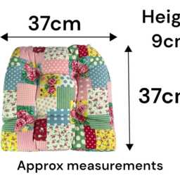 Patchwork Rose Floral Seat Pad Set Of 2 Or 4 Kitchen Chair Cushion Tie On 37cm - thumbnail 2