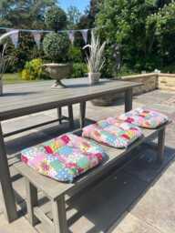 Patchwork Rose Floral Seat Pad Set Of 2 Or 4 Kitchen Chair Cushion Tie On 37cm - thumbnail 1
