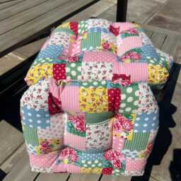 Patchwork Rose Floral Seat Pad Set Of 2 Or 4 Kitchen Chair Cushion Tie On 37cm - thumbnail 3