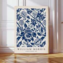 Set Of Two William Morris Blue Floral Prints, Vintage Botanical Wall Art, Flower Print Set, Exhibition Print, Textiles - thumbnail 3