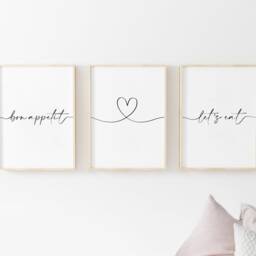 Bon Appetit Lets Eat Kitchen Prints, Set Of 3, Home Neutral Dining Room Print, Food Wall Art, Modern Decor, A3 - thumbnail 3