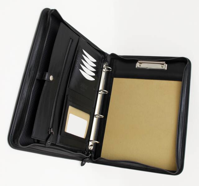 Personalized Leather Portfolio, 3 Ring Binder Padfolio For A4 Notepad, Portfolio With Name/Logo, Gift Graduate/Colleague/Boss - image 1