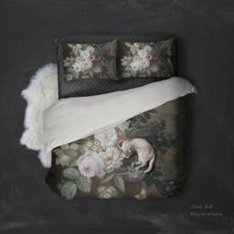 Floral Oil Painting Duvet Cover Set, Vintage Botanical Bedding - thumbnail 1