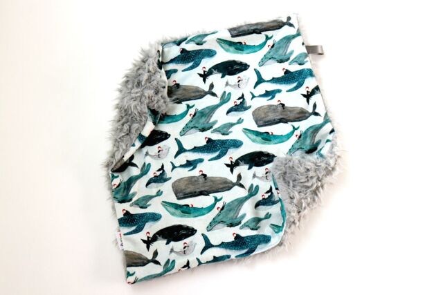Dream Lovie. Security Blanket. Personalized Lovey. Faux Fur Whale Rider. Mini Baby Minky Shower Gift - image 1