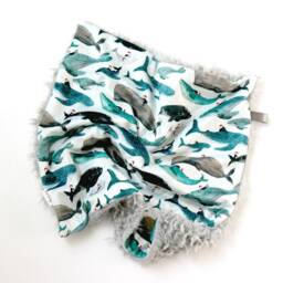 Dream Lovie. Security Blanket. Personalized Lovey. Faux Fur Whale Rider. Mini Baby Minky Shower Gift - thumbnail 2