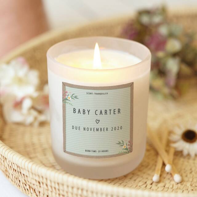 Pregnancy Reveal Idea Baby Candle Frosted Glass Scented - Personalised Gifts - image 1