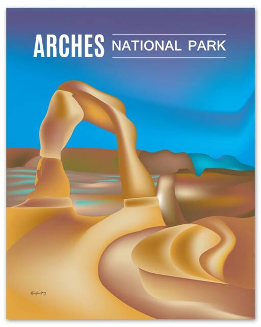 Arches National Park Poster, Art, Utah Print, Skyline, Map, Art Gift, - Style Code E8-O-Arch - image 1