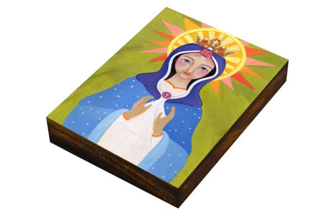 Our Lady Of Knock, Virgin Mary, Queen Ireland, Print Mounted On Wood, Catholic Gift, Religious Icon, Confirmation Art Wood Block - image 1