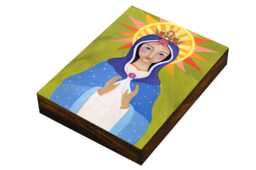 Our Lady Of Knock, Virgin Mary, Queen Ireland, Print Mounted On Wood, Catholic Gift, Religious Icon, Confirmation Art Wood Block - thumbnail 1