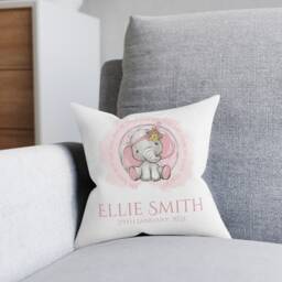 Personalised New Baby Cushion, Gift For Boy, Elephant Gift, Baby Boy Arrival Christening Gift Boys, Baptism Cushion - thumbnail 3