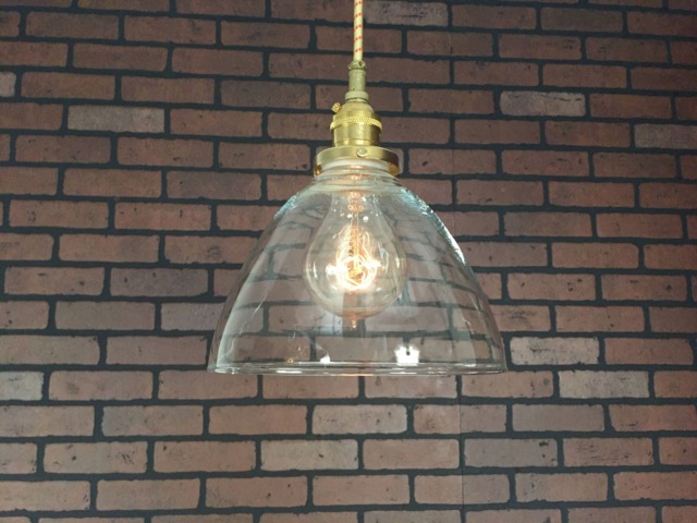 "Industrial Pendant Light -Brass 8"" Clear Glass Cone Shade With Patented ""Huila Electrical Connectors" - image 1