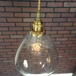 "Industrial Pendant Light -Brass 8"" Clear Glass Cone Shade With Patented ""Huila Electrical Connectors" - thumbnail 3