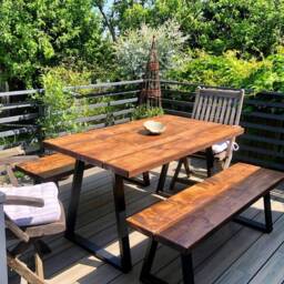 Handmade Exterior Dining Table, Steel Legs, Locally Sourced Timber - thumbnail 4